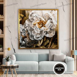 decorative wall art, white flowers canvas art, flower wall decor, floral wall art, flower canvas print, natural wall dec