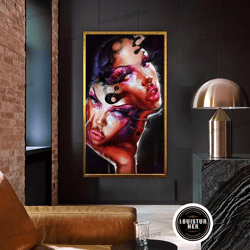 decorative wall art, woman portrait wall decor, woman portrait canvas wall art, woman face wall art, abstract face paint