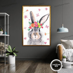 decorative wall art, bunny canvas art, rabbit wall decor, animal nursery decor, bunny lover gift