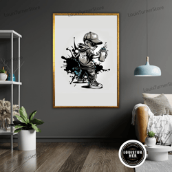 decorative wall art, colorful graffiti kids art canvas print, ready to hang, framed canvas, children's room decor, playr