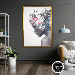 decorative wall art, floral crown art, flower crown canvas, botanical wall decor, nature inspired print, gift for flower