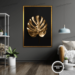 decorative wall art, gold leaf canvas art, nature inspired painting, minimalist wall decor, botanical art print, handmad