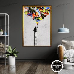 decorative wall art, graffiti art canvas, street art painting, urban wall decor, spray painted canvas, modern artwork