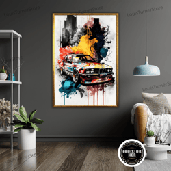 decorative wall art, graffiti car art canvas print, ready to hang, framed wall decor, urban street style, unique home de