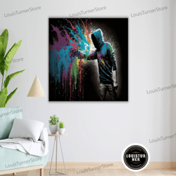 decorative wall art, graffiti man art canvas print, ready to hang, framed urban wall art, street art decor