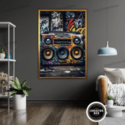 decorative wall art, graffiti street art canvas print, ready to hang wall art, framed urban art, modern home decor