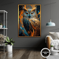 decorative wall art, owl art canvas, nature inspired wall decor, rustic home decoration, animal lover gift