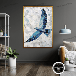 decorative wall art, pigeon art canvas, bird painting, wall decor, animal art, gift for bird lover