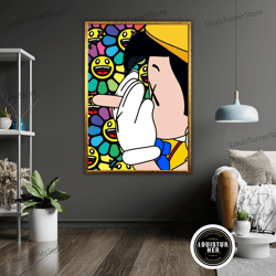 decorative wall art, pinocchio pop art canvas print, ready to hang, framed wall art, colorful nursery decor, kids room a