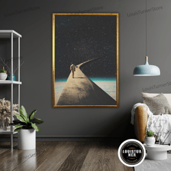decorative wall art, road to space canvas art, ready to hang, framed space print, astronaut wall decor