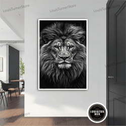 decorative wall art, black lion canvas painting, black lion poster, black lion wall art, black lion art, home decor, ani