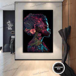 decorative wall art, ethnic canvas art, women wall art, ethnic women wall art, african woman wall art,colorful woman, ca