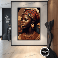 decorative wall art, ethnic canvas wall art, black woman wall art, canvas wall art, ethnic woman wall art, colorful woma