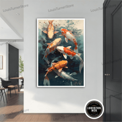 decorative wall art, fish canvas painting, fish poster, fish wall art, fish art, home decor, animal wall art, wall decor