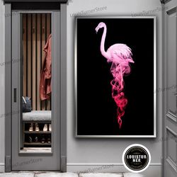 decorative wall art, flamingo canvas painting, pink flamingo canvas art, abstract flamingo canvas wall art, black pink f