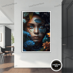 decorative wall art, flower woman modern canvas, modern painting, wall art, modern canvas, abstract art, canvas art, dec
