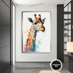 decorative wall art, giraffe canvas painting, giraffe poster, giraffe wall art, giraffe art, home decor, animal wall art