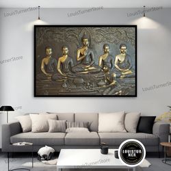 decorative wall art, golden buddhas canvas painting, buddhism art rolled canvas art, gold colours religious paintings, a