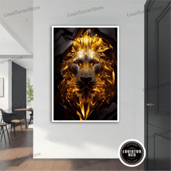 decorative wall art, lion painting, lion poster,lion wall art, lion art, home decor, animal wall art, wall decor, modern