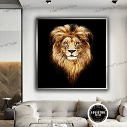 decorative wall art, lion picture with black background canvas, abstract lion canvas print, lion canvas painting, lion p