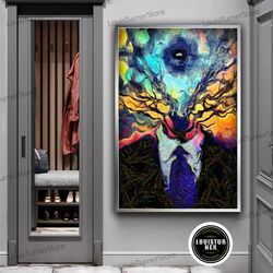 decorative wall art, man figure in a suit with tree branches art, surreal man with one eye print art, tree head man canv