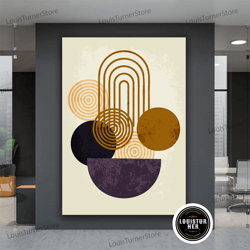 decorative wall art, mid century art print, geometric canvas art, boho style poster, brown lines painting, neutral moder