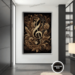 decorative wall art, music note canvas wall art, musical instrument paintings on canvas, room decor, home gift,music can