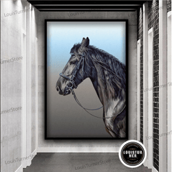 decorative wall art, noble black horse canvas painting, black horse canvas wall art, black horse canvas, horse art, anim