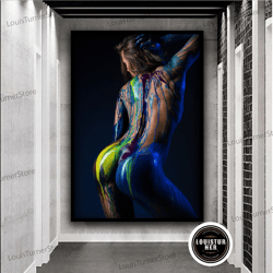 decorative wall art, nude woman canvas art, woman painted wall art, naked woman print, erotic female art, sensual art, e