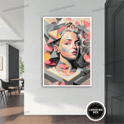 decorative wall art, painting woman canvas, colorful woman table ,girl canvas art, abstract woman art,