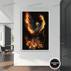decorative wall art, phoenix canvas painting, phoenix poster, phoenix wall art, phoenix art, animal canvas, home decor,