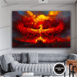 decorative wall art, phoenix rebirth canvas art, phoenix in flames canvas painting, phoenix bird wall art, abstract phoe