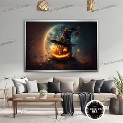 decorative wall art, pumpkin halloween wall decor, pumpkin canvas print, pumpkin poster, halloween canvas, hallow's day