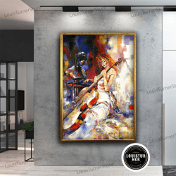 decorative wall art, woman playing cello canvas art, cellist girl painting, musician portrait art, gift for the music lo