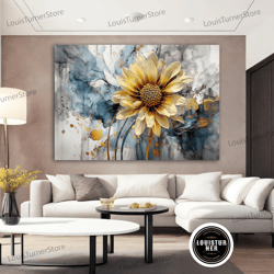 decorative wall art, yellow flowers canvas painting, yellow flower art, floral decor watercolor painting, floral wall de
