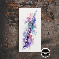 framed canvas ready to hang, flute wall art, instrument print, graffiti art, framed canvas print, cool studio wall decor