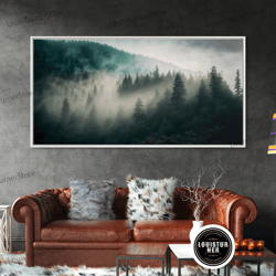 Framed Canvas Ready To Hang, Foggy Forest Wall Art, Relaxing Art, Zen Art, Framed Canvas Print, Foggy Landscape, Trendy