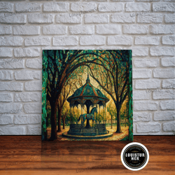 framed canvas ready to hang, framed canvas print, painting of a vintage carousel, stained glass style wall art