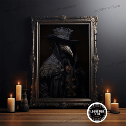 framed canvas ready to hang, gothic plague doctor print, vintage canvas, art canvas print, dark academia, gothic plague