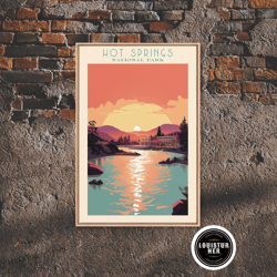 framed canvas ready to hang, hot springs national park travel poster art, canvas print wall art, arkansas travel art, mi