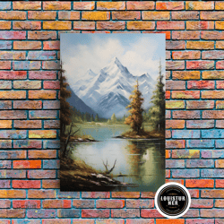 framed canvas ready to hang, lake wall art, mountains wall print, nature landscape print, canvas print, wall art, vertic