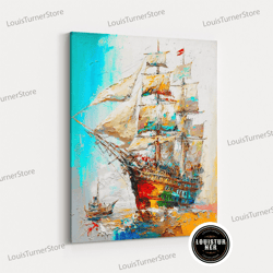 framed canvas ready to hang, large original seascape canvas print, abstract blue ocean art, colorful flower landscape na