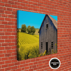 framed canvas ready to hang, liminal spaces, abandoned barn canvas print, rustic minimalist cottagecore wall art, framed