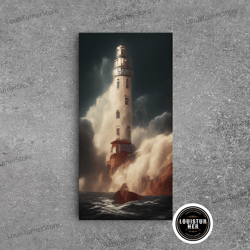 framed canvas ready to hang, lighthouse in a hurricane, storm art, framed canvas print, ready to hang framed wall art, l