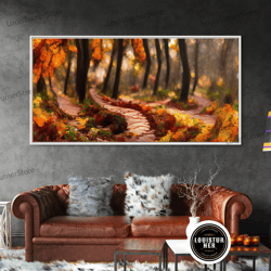 framed canvas ready to hang, nature trail, hiking trail wall art canvas print, unique wall art for living room, bedroom,