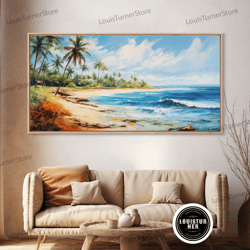 framed canvas ready to hang, palm tree beach print, beach art, framed canvas art, original beach painting, palm tree pos