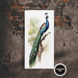 framed canvas ready to hang, peacock wall art, 24 x 36 wall art, beautiful vintage peacock framed canvas print, wall han