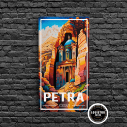 framed canvas ready to hang, petra wall art, jordan wall poster, asia wall art, rose city, travel wall print, travel pos