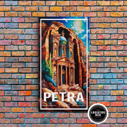 framed canvas ready to hang, petra wall art, jordan wall poster, asia wall art, rose city, travel wall print, travel pos
