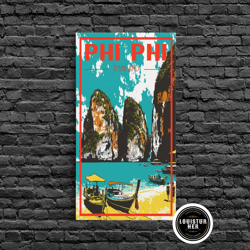 framed canvas ready to hang, phi phi island wall print, thailand poster, beach art, asia wall art, travel wall print, tr
